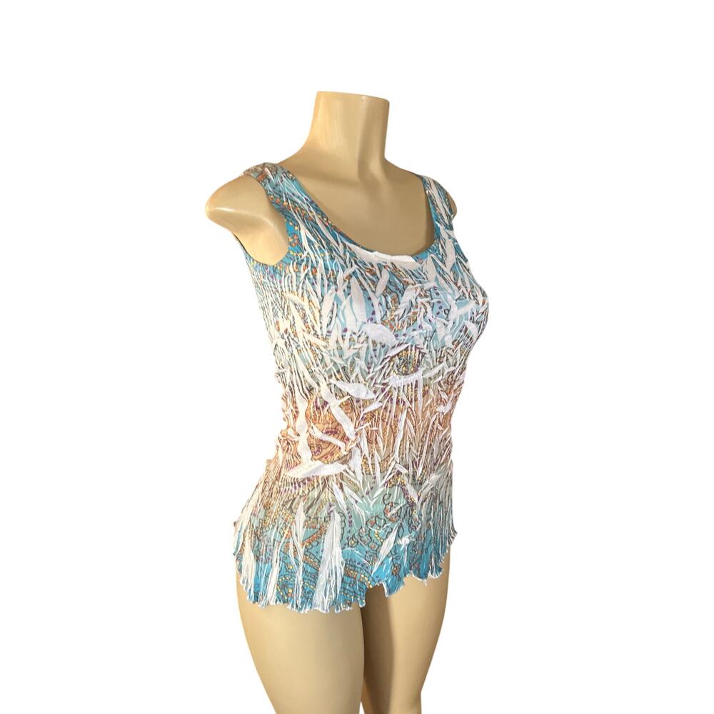 Women 1 S Kisca by Komarov Kamarov Crinkle Printed Tank Top Blouse Shirt